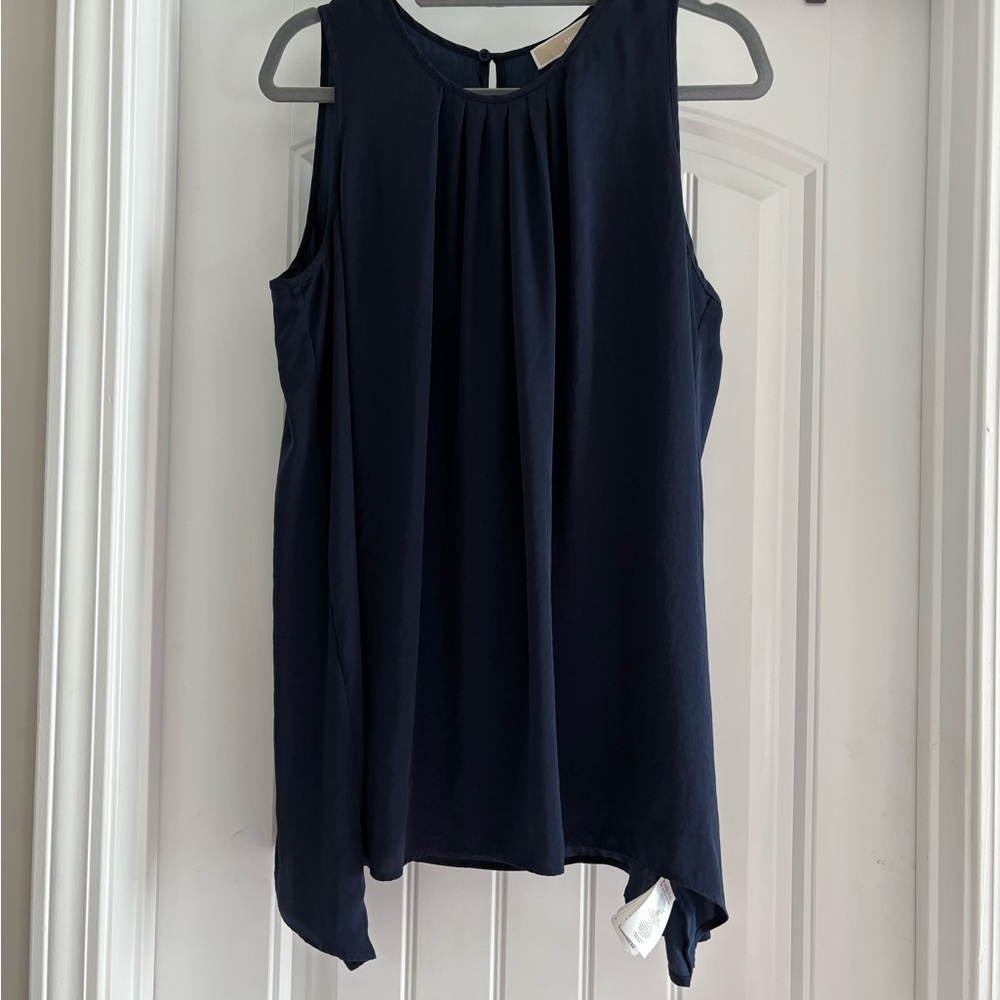 Michael Kors Navy Asymmetrical Blouse